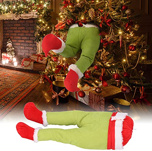 Grinch Deko, Weihnachten Elf Körper Beine Weihnachtsbaum, Grinch Weihnachtsbaum Topper, Stola Weihnachtselfe Gefüllt Stuck Baum Topper Weihnachtskranz Weihnachtsdeko