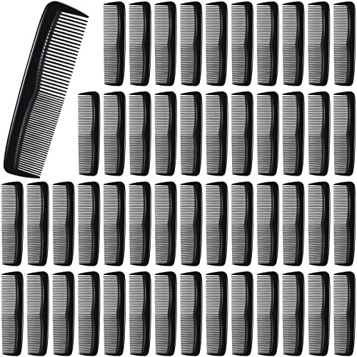 Didaey 50 Pcs Pocket Combs for Men 5 Inch Cutting with Wide and Fine Teeth Plastic Professional Barber Haircut Small Anti Static Combs for Women Grooming Accessories for Beard(Black)