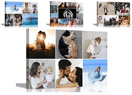 Artley Prints 6 foto fyrkantigt collage anpassade canvas konsttryck inramade personliga foton på duk vägghängande dekor familj babybilder 51 x 35 cm (20 x 14 tum)