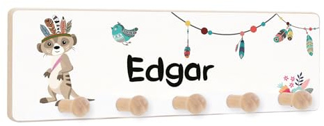 Holzura Kindergarderobe Kleiderhaken für Kinder, Hakenleiste und Garderobe für das Kinderzimmer, Garderobenleiste aus Holz für die Wand