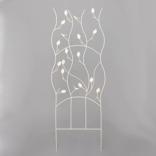 HZSCL Rankhilfe, Rankgitter, 140x48cm Schmiedeeisen Vogel Pflanze Klettergitter Sichtschutz Stützrahmen Gartenspalier Clematis Partydeko Schwarz Beige (Color : White, Size : 140 * 48cm/55 * 18.9in)