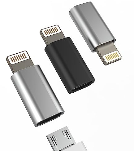 Adaptador Lightning macho a micro USB hembra (paquete de 3) cable de puerto de carga Android compatible con Apple iPhone 14 13 12 11 Pro Max Se X 6 7 8 Plus iPad Air Converter cable de carga conector
