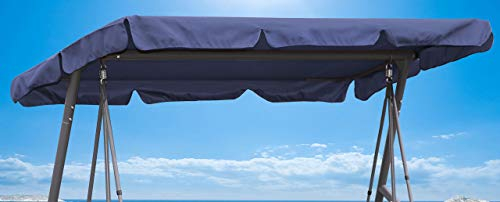 Hollywoodschaukel Dachbezug 210 x 145 cm Blau Wasserdicht | Universal Ersatzdach Gartenschaukel 3 Sitzer | UV 50 Schaukel Dach Ersatz Bezug