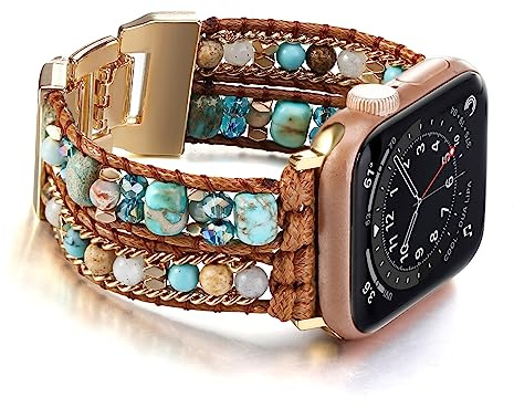 Wingoden Posh Leather Band Compatible with Apple Watch Band Bracelet 38mm 40mm 41mm 42mm 44mm 45mm 46mm 49mm for Women Men, Wrap Boho Watch Strap for iWatch Band Series 11 10 9 8 7 6 5 4 3 SE3 Ultra 3