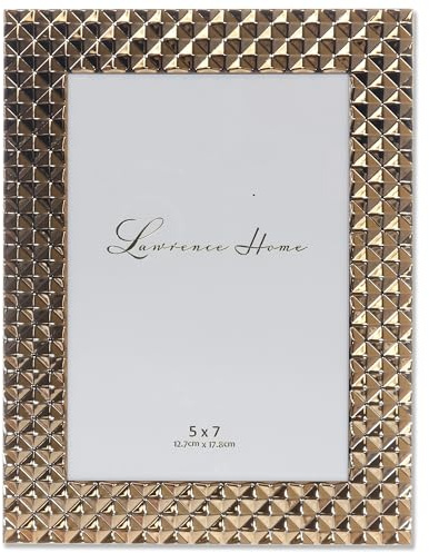 Lawrence Frames Diamond Pattern Polished Metal Picture Frame, 5x7, Gold