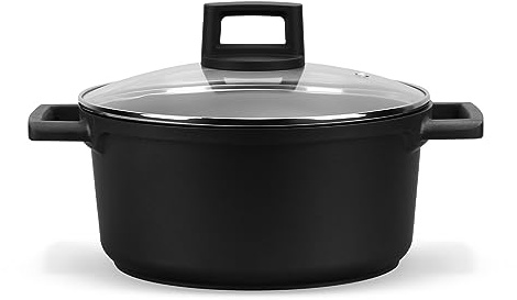 Homelux Topf mit Glasdeckel, 20cm, Induktion, Antihaftbeschichtung | 2,6L Kochtopf, Für alle Herdarten geeignet