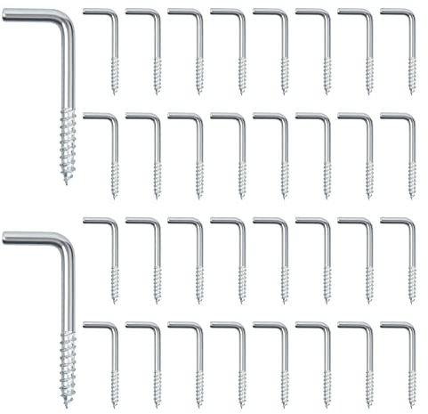 hongmo 100 Pezzi da Bulloni a Gancio l Gancio Avvitabile ad Angolo Retto a Forma di L Gancio Dritto a Vite con Gancio a L Gancio a Vite Zincato Gancio da Parete