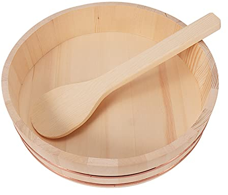 Sushi-Reisschüssel, hölzerne Sushi-Reis-Rührwanne, Sushi-Zubehör mit Holzlöffel für Restaurant, Zuhause, Küche, 30 x 7,5 cm (62 x 16 cm)