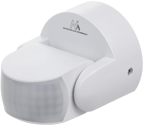 Maclean PIR motion sensor, infrared, IP65, white, range 12m, max load 600/1200W, MCE468 W