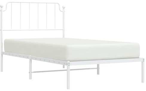 vidaXL Sängram med huvudgavel metall vit 100x200 cm