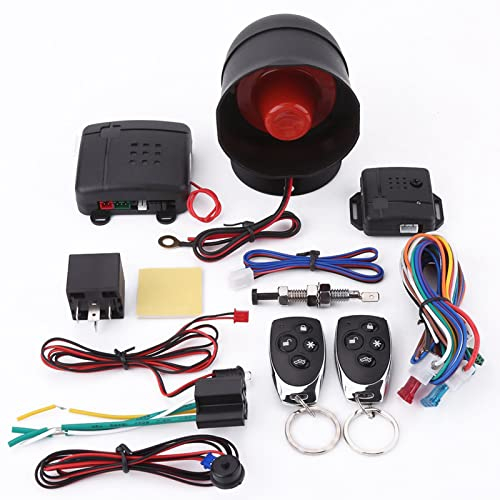 Auto Alarm Sicherheitssystem, Universal Alarmanlagen Sicherheit Schutz System Auto Keyless Entry System mit 2 Fernbedienungen Auto Hupe Sirene Alarm