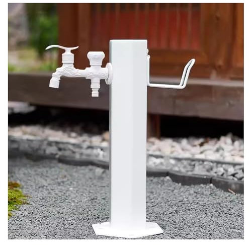 Edelstahl-Sechsecksäulen-Außenbrunnen-Gartenschlauchhalter mit Messinghahn, isolierte und frostsichere unabhängige Säule for den Gartenhof (Color : Style 2, Size : Double Out)