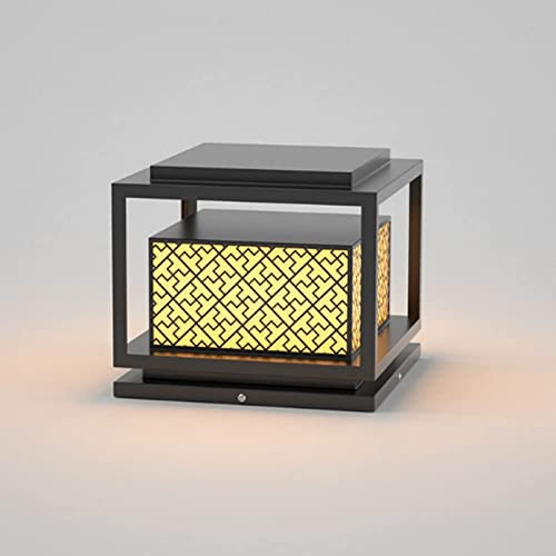 Portal de lámpara de pilar retro para jardín, estilo chino, luz de poste para exteriores, luz de pilar E27, linterna de muelle de acero inoxidable resistente al agua, luces de pilar negras para patio,