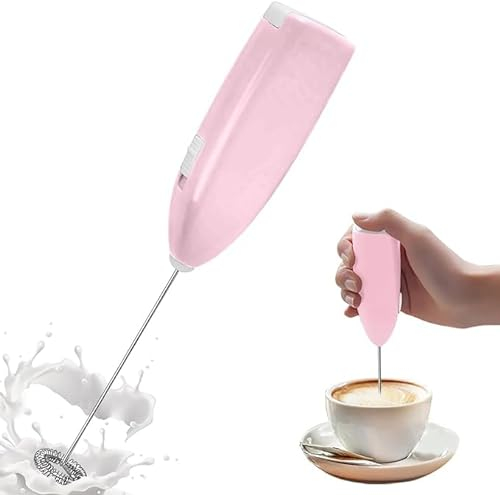 Mini Milk Frother Whisk Electric Handheld Frothy Coffee Mixer Mini Kitchen Egg Beater Egg (Pink)