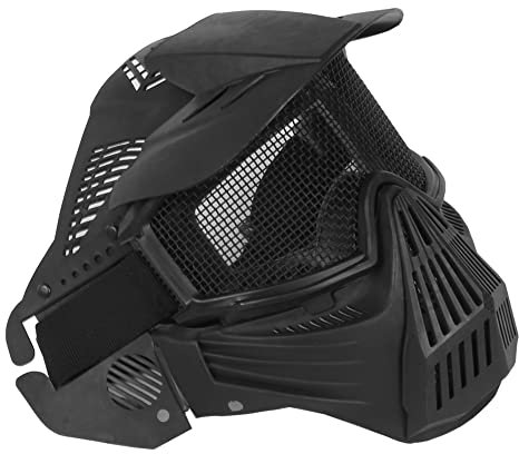 Maschera tattica per esterni, traspirante, maschera protettiva integrale per paintball, Halloween, feste in costume, giochi CS (nero (tipo a rete))