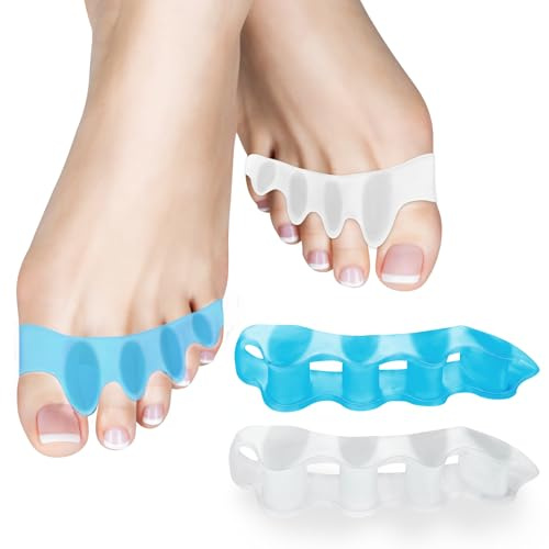SUNFATT Zehenspreizer Blau [4 Stück] – Soft-Gel Zehentrenner für Yoga, Sport & Wellness – Zehenspreizer Silikon zur Entspannung müder Füße & Regeneration – Hilft bei Hammerzehen & Verspannungen