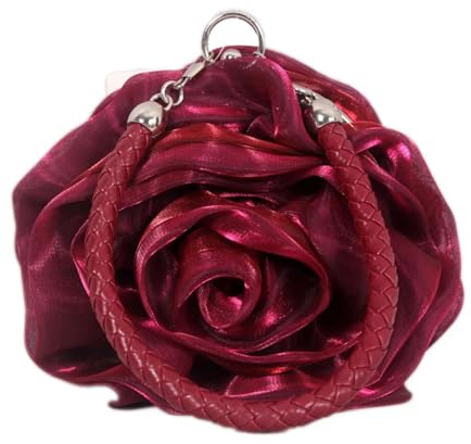 Bolso De Noche Bolso De Mano De Noche Con Diseño De Rosas Para Novia Bolso De Mano Pequeño Para Mujer Seda Para Boda Bolso Decorativo Para Fiesta Regalo De Dama De Honor Monederos Granate Y Rojo