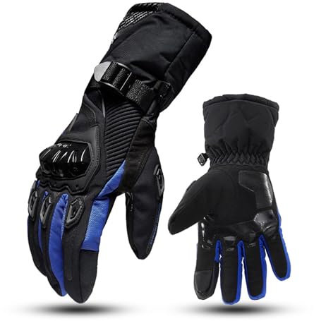 Ordaba Motorradhandschuhe, 2024 Winddicht und Wasserdicht Winter Anti-Fall Verdickung Motorradhandschuhe Motorrad Winterhandschuhe für Männer Frauen (Blau, M)