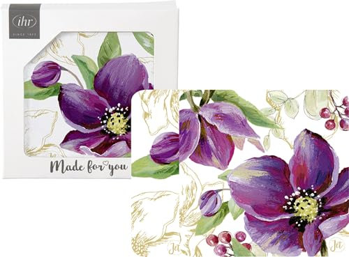 Ihr - US 1054809 - Untersetzer, 4 Stück, Rose Noel, Christrose, Kork, 10cm x 10cm
