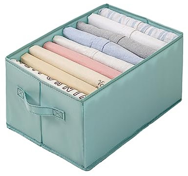 Blausky Schubladen-Organizer,Faltbare Kleiderschrank Aufbewahrungsbox Wickeltisch,Schrank Schubladentrenner mit Griff,zum Kleidung Socken BH Unterwäsche,für Garderobe Schlafzimmer,9 Gitter,Blau