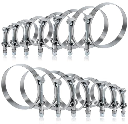 SPEEDWOX 14pcs T-Bolt Hose Clamps 7 Sizes 304 Stainless Steel Heavy Duty Adjustable Tube Clamps Working Range 32-91mm for 1 1.25 1.5 1.75 2 2.5 3 Hose 304 Stainless Steel Turbo Intake Clamp
