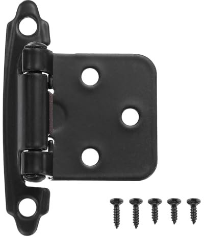 sourcing map 1/2 Inch Overlay Cabinet Hinges, 30 Pcs Self Closing Flush Mount Cabinet Door Hinges with Door Bumper for Kitchen Bathroom Cabinet Doors Furniture, Black