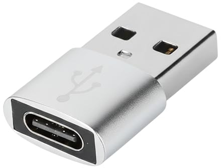 USB to USB C Adapter for i-Phone 16 15, PD 20W USB-C Type C Fast Car Charger Adapter Plug for i-Phone 14, 13, 12, 11, Sam-sung S24, S23, S22 S21 S20 and More, Type C Female to USB A Male (Silver)