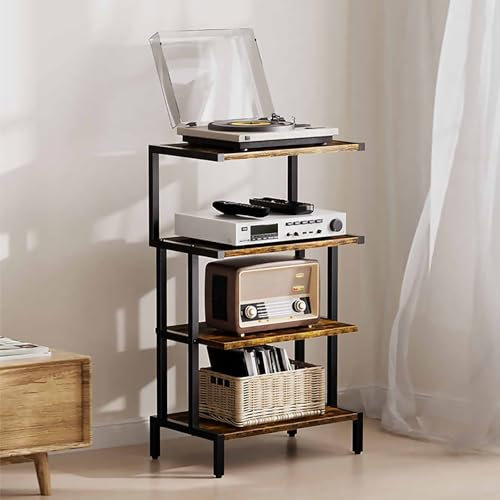 ZIHESY 4-Stufiger HiFi Regal Audio-Medienständer Medienständer, Offenes CD-Player-Regal DVD-Entertainment-Einheit, für DVD Spieler/Spielkonsolen/TV Boxen