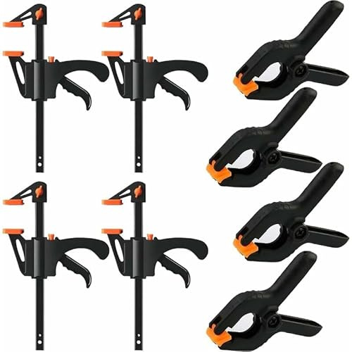 Serre-Joints à Une Main et Pinces à Ressort Outils de Serrage, Jeu de Pinces de 8 pièces pour Une Fixation précise de Petites pièces，