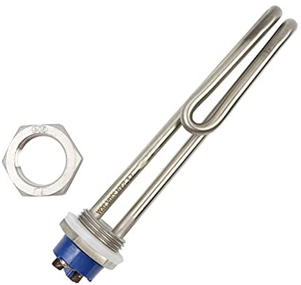 BDAYEK Water heater parts SUS304 DN25 1 BSP 32mm Thread 220v/380v 1KW/2KW/3KW/4KW Tube Heater Immersion Water Heating Element (Color : With Locknut, Size : 3KW 260mm)(With Locknut,2KW 220mm)