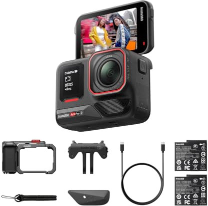 Insta360 Ace Pro 2 Xplorer Bundle Slate Grey - 8K Waterproof Action Camera Co-Engineered with Leica, 1/1.3 Sensor, Dual AI Chip, Leading Low Light, Superior Audio Street Photography, Dual Battery
