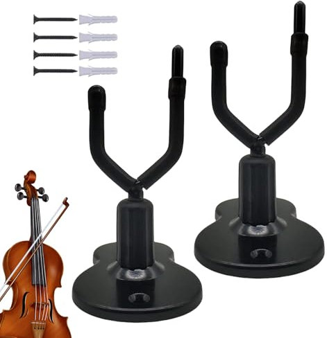 Hemousy Geigenwandhalterung mit Bogenhalter, Geigenbügelmontage | 2x Geigenständer mit Bogenhalter,Platzsparende String -Instrumenten -Displayständer für Zuhause, Studio, Musikraum
