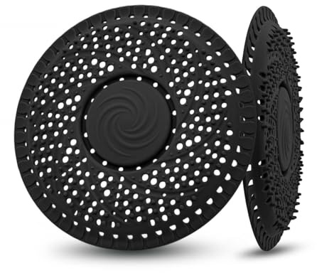 Filtro di scarico rotondo in silicone, filtro per capelli, doccia, vasca da bagno, filtro di scarico per bagno e cucina (nero)