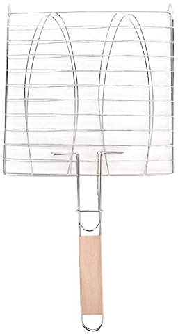 Canasta de parrilla de pescado, rejilla de rejilla de pescado de acero inoxidable sin barra para verduras de parrilla al aire libre estante de parrilla para horno accesorios para