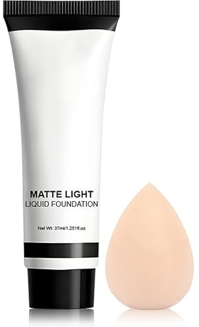 Erinde Fond de teint blanc mat pour Halloween, fond de teint correcteur de couleur durable, avec éponge de maquillage, convient pour Halloween, cosplay clown, carnaval, maquillage de théâtre