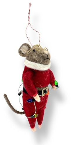 Crispe home & garden | Filzfigur Maus mit Brille | handgemachte Deko-Figur – Anhänger aus Filz | Weihnachtsbaumdeko | Miniaturfigur | Geschenkidee