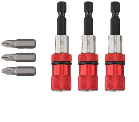 Zilimontt Set di 3 portainserti magnetici con profondità regolabile e impugnatura potente per viti per cartongesso, cornici in legno e costruzione di terrazze, compatibile con elettricità (A)