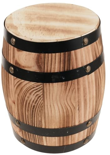 WEKADRIN Vintage Holzhocker Mittelbraun Platzsparender Gartenhocker aus Echtholz Multifunktionaler Weinfass-Stuhl als Beistelltisch für Terrasse Balkon Garten und Rustikale Outdoor-deko