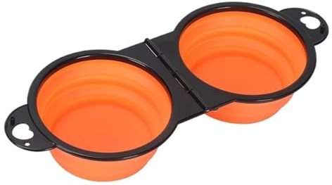 Fällbar skål för husdjur, bekväm en del utomhus silikon vikbar vattenmatningsskål hundhandfat (orange)