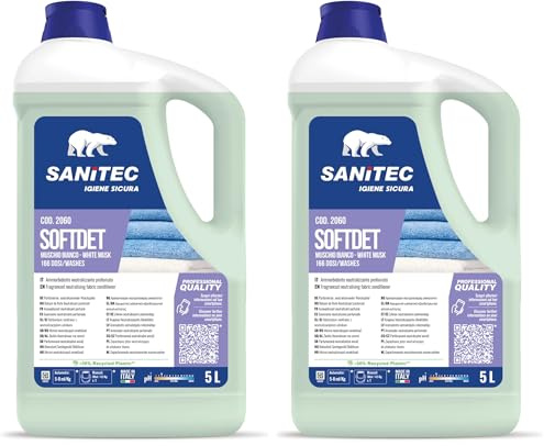 Softdet - Additivo Ammorbidente Profumato Igienizzante per Lavaggio a Mano e in Lavatrice - Bianchi e Colorati - Orchidea e Muschio - 5 kg (Confezione da 2)