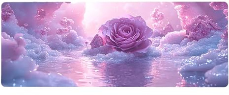 Large Mouse Mat, 30x60cmx3mm, Gaming Mouse Pad, Rubber Base, Stitched Edges, Water Resistant Easy Clean, For All Types, Extend Desktop Protection, Office Men's Gifts, Rose Garden D1YY-877