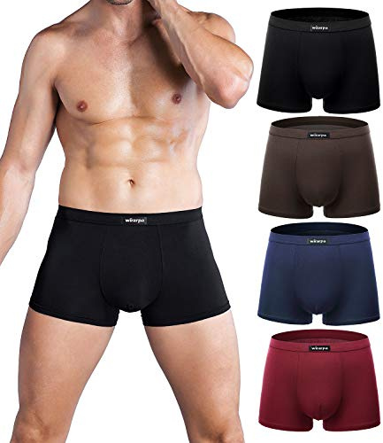 wirarpa Men's Breathable Micro Modal Trunk Underwear Covered Waistband Microfiber Underpants Short Leg Solid Color, Large