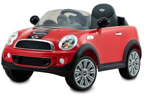 ROLLPLAY Electric Car, With Remote Control, Reverse Gear, For Children 3 Years and Older, Up to 35 kg, 6-Volt Battery, Up to 4 km/h, MINI Cooper S Roadster, Red