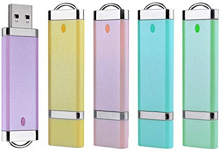 Aiibe 2GB 2G USB Flash Drive 5 Pack USB 2.0 Memory Stick Thumb Drives 2GB (5 Mixed Colors: Blue Green Yellow Pink Purple)