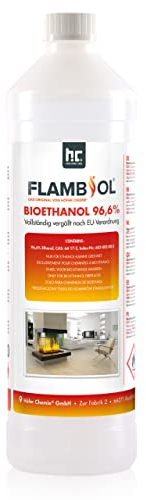 Höfer Chemie Bioethanol 96,6% Premium 1 x 1 L - Ethanol für Tischkamin, Kamin & Gartendeko für Draußen - Rauch- und Rußfrei - Aus Mais & Zuckerrüben