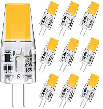 tkhetiana G4 LED Lampen Nicht Dimmbar 3W LED Birnen Leuchtmittel Flimmerfrei COB 3000K Warmweiß 300lm LED Birnen Glühbirne Ersatz für 30W Halogenlampen 12V AC/DC,360° Abstrahlwinkel,10er Pack