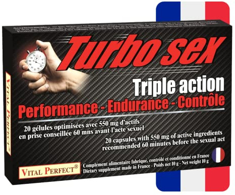 Aphrodisiaque puissant pour homme erection naturel ginseng - 20 Gelules - Stimulant Certifie/Fabrique en FRANCE - Augmentation energie endurance - Complement alimentaire - effet booster plantes Couple