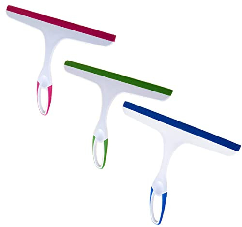Window Squeegees,3 PCS Shower Squeegees Rubber Squeegee Shower Screen Wiper Handheld Squeegee Cleaner Window Cleaning Equipment Tool for Mirror Bathroom Window Floor Glass