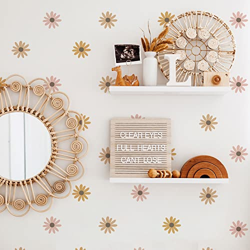 Funlife Wandtattoo Kinderzimmer Deko, Gänseblümchen Home Decor Wandsticker 72 Stück, Wasserfest Floral Home Decor Botanisch Sticker, Boho Gänseblümchen