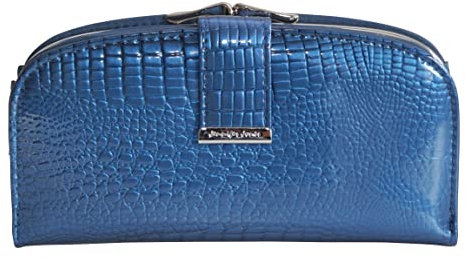 Jennifer Jones - edle geräumige XXL Damen Bügelbörse Damengeldbörse Portemonnaie in Kroko Optik Lackleder mit 14 Kartenfächern (Blau Snake Style) - präsentiert von ZMOKA®